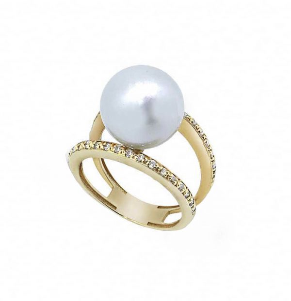 ANILLO ORO 18 KILATES CON DIAMANTES Y PERLA AUSTRALIANA Jose Luis Joyero